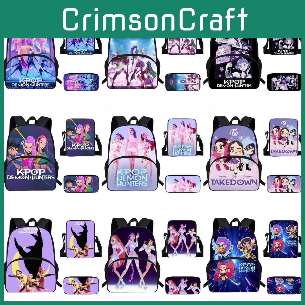 Demon Hunters Kids Backpack With Cartoon Print For School Use And Absorption