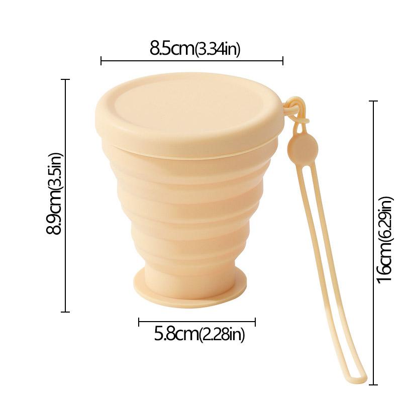 200ml Portable Silicone Folding Water Cup Outdoor Heat Resistant Mug with Lid Reusable Portable Drinking Mugs for Travel Camping