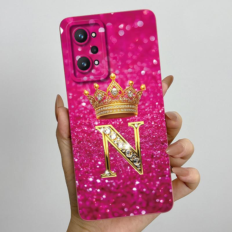 Pour Realme GT Neo 2 Neo 3T Q5 Pro GT2 5G Mode Lettre Initiale Étui de Téléphone pour Couple Silicone Souple TPU Coque de Protection pour Objectif