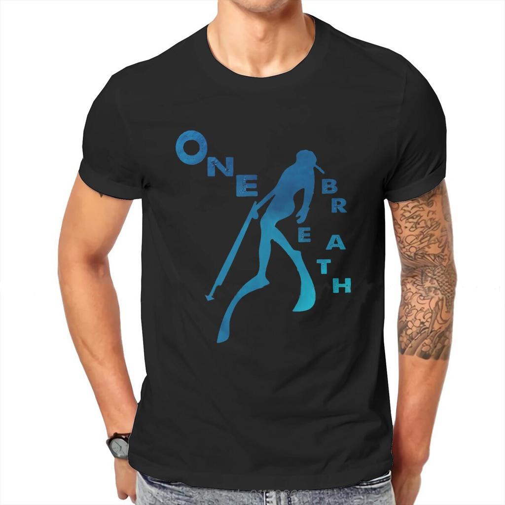 One Breath Spearfishing Freediving Lovers Casual T-Shirt Dive Scuba Diving Style Tops Casual T Shirt Summer Men Clothing Tshirt