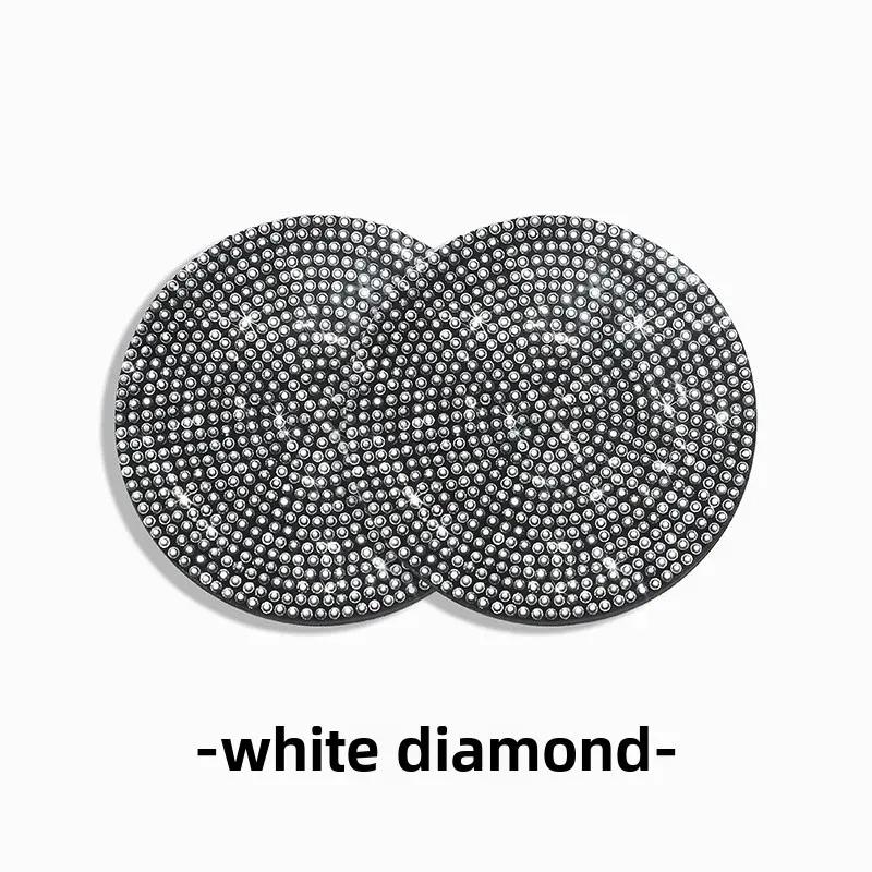 2Pcs Diamond Car Coaster Water Cup Slot Non-Slip Mat Bling Gadget Silica Pad Cup Holder Mat Auto Interior Decoration Accessories