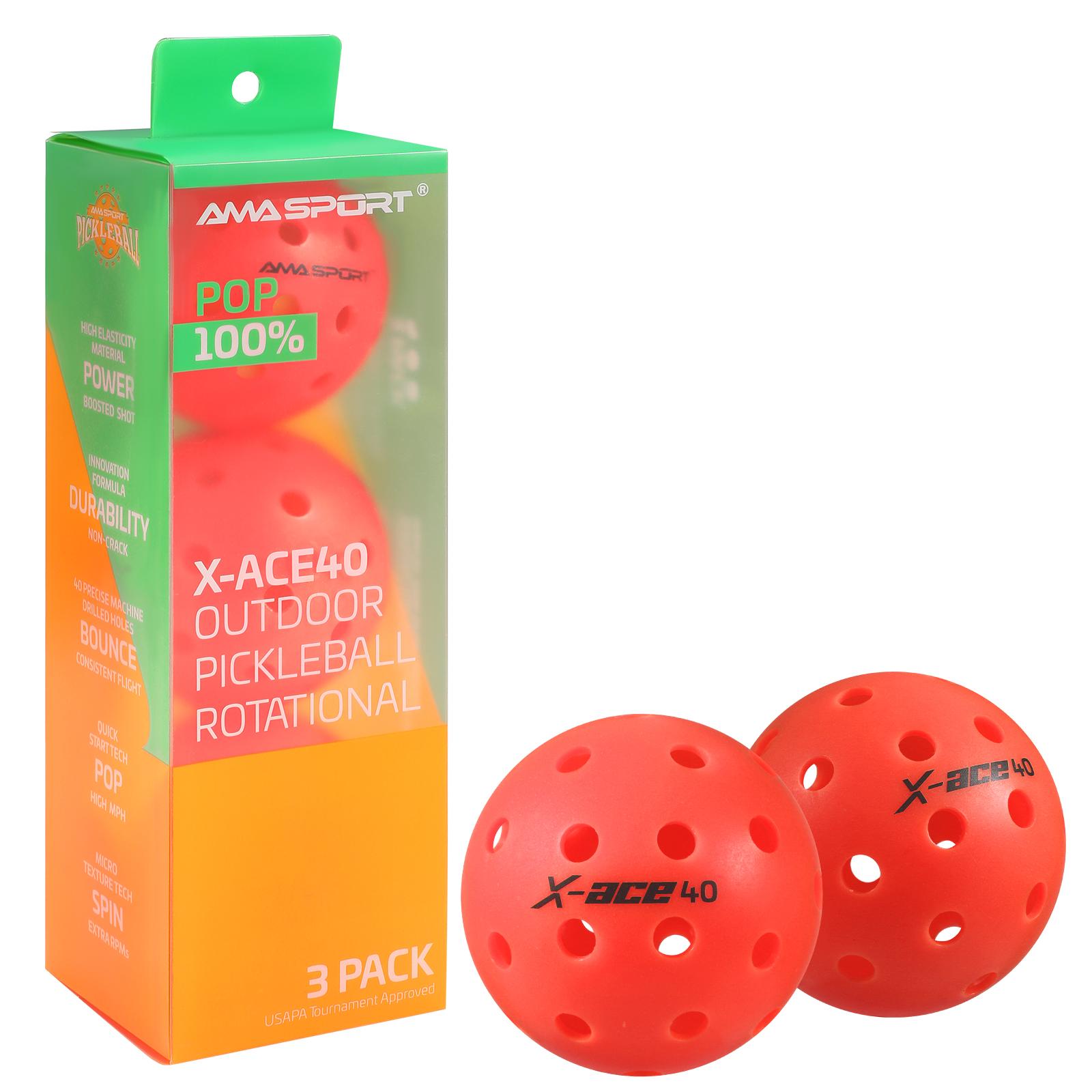 

AMASPORT Pickleball Balls X-ACE40 Professional Official Pickleball High Bounce & High Visibility for Outdoor Games