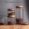 1Pcs Wooden Cover Coffee Beans Vacuum Sealed Tank Transparent Glass Food Storage Jars Household Moisture-Proof Container