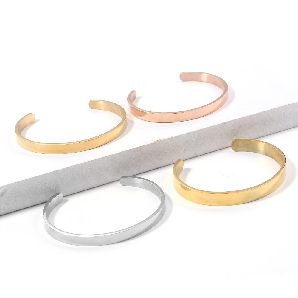 1Pc Stainless Steel Cuff Bangle Bracelet 4/6/8mm Glossy Bracelets UNISEX Bracelet for DIY Simple Exquisite Jewelry Accessories