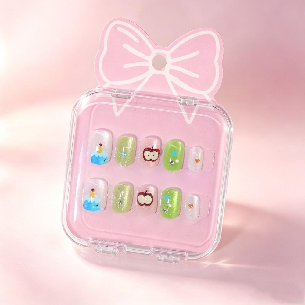 Cat's Eye Press On Nails Short Nail Tips New Nail Stickers Children Wearing