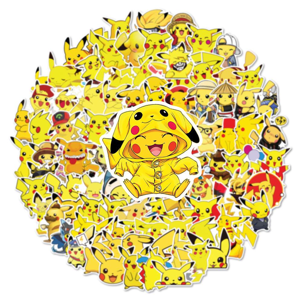 10 30 50 100Pcs Cute Pikachu Anime Stickers Diy Car Motorcycle Travel Luggage Guitar Fridge Laptop Graffiti Fun Sticker