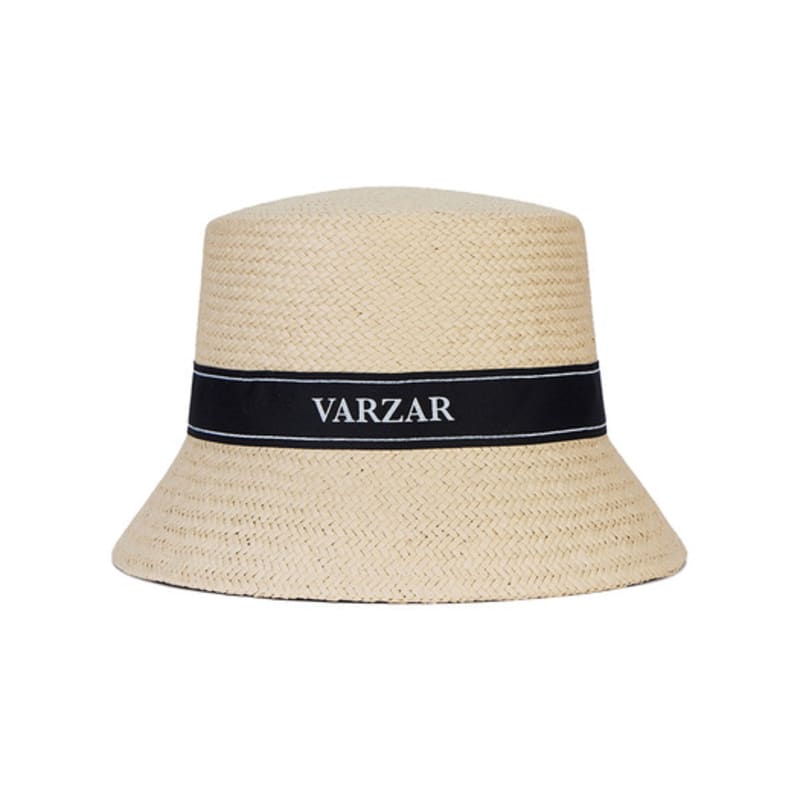VARZAR Ribbon Paper Bucket Hat Beige