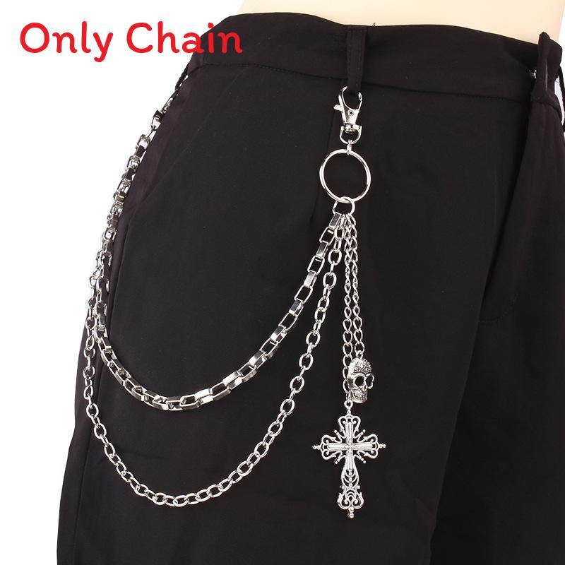 Hip Hop Schädel Kreuz Anhänger Gürtelkette Für Männer Frauen Street Style Accessoires