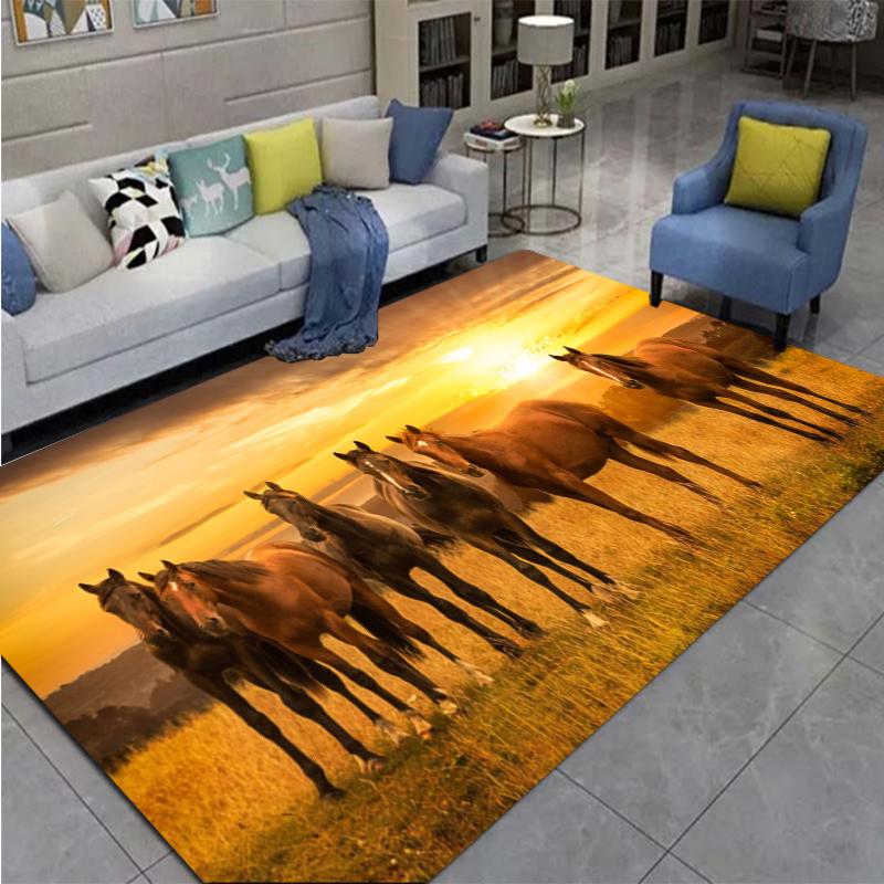 3D Horse Printed Large Carpet,doormat,living Room,bedroom,bathroom Decoration Animal - Running Horse Pattern Anti Slip Floor Mat