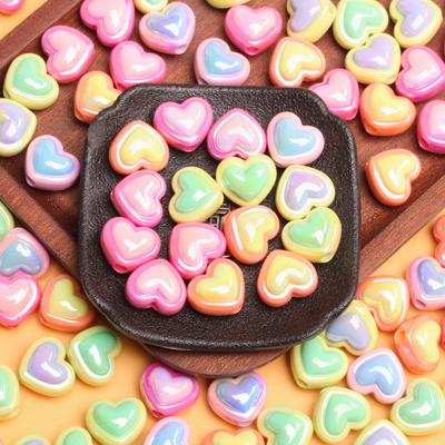 10 pz Acrilico UV Dazzle Bicolore Cuore d'Amore Perline Sciolte Fai da Te Accessori Gioielli Orecchini Bracciale Creazione