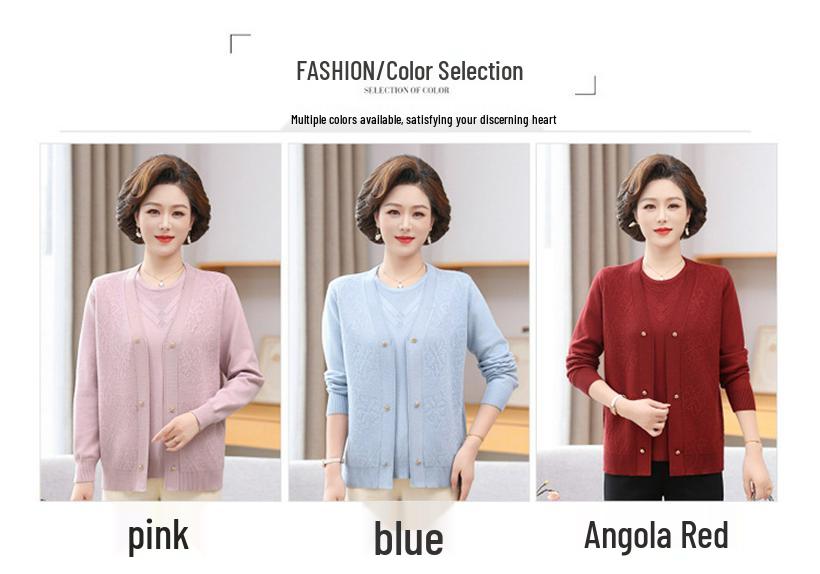 Elegant Knit 2-Piece Set for Middle-Aged Women - 2026 Spring/Autumn Collection