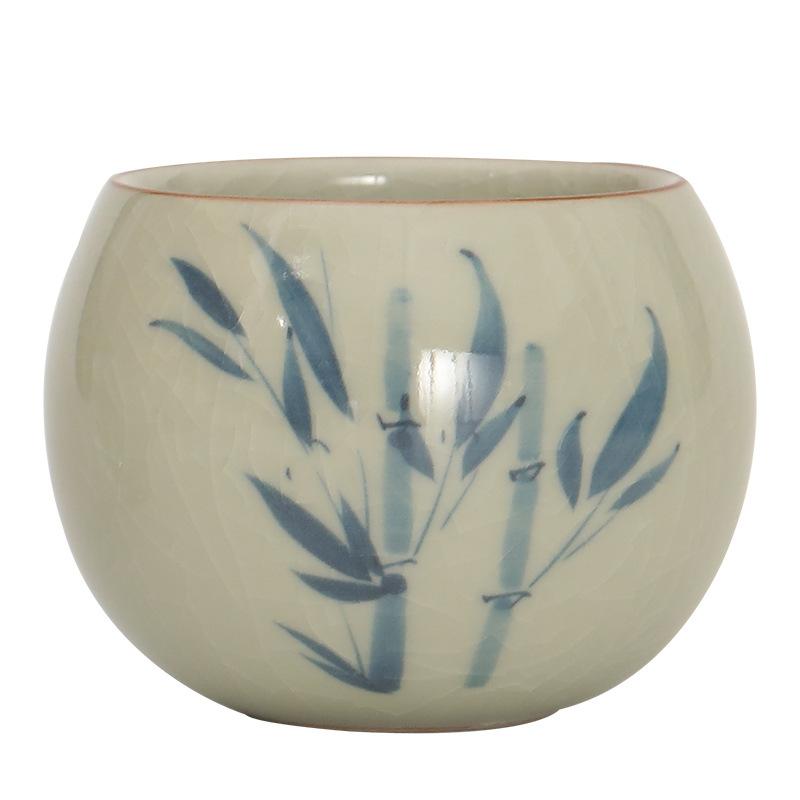 Hand-Painted Ge Kiln Underglaze Color Teacup, A Single High-End Chinese-Style Open Piece, A Ceramic Master Cup Gift