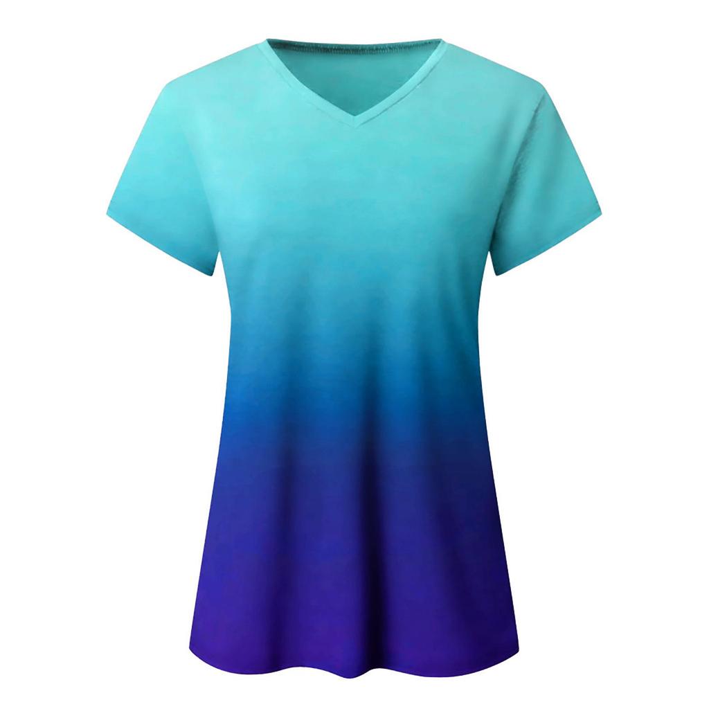 2021 Summer Tie-Dye V-Neck Short Sleeve Women's Trendy T-Shirt