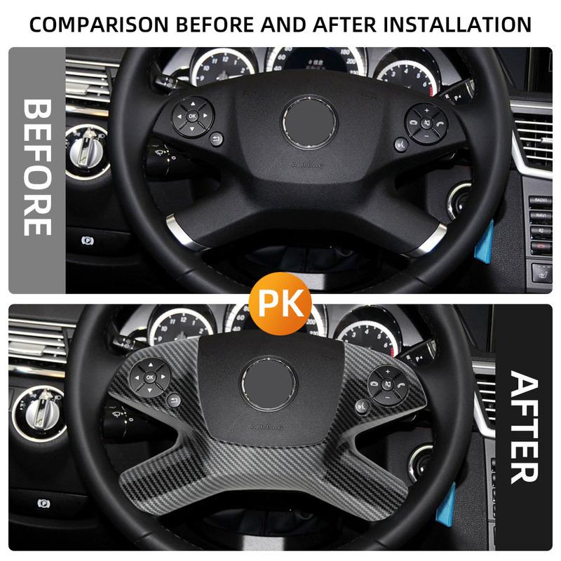 1 PC For Mercedes Benz E-Class 2009-2012 2013 (W212) Simulated Carbon Fiber Steering Wheel Trim Cover Sticker