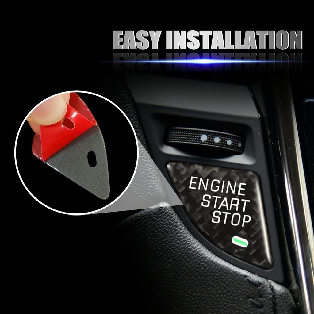 TOMALL Carbon Fiber Car Engine Start Stop Cover Sticker Compatible with Cadillac ATS ATS-L Engine Switch Power Ignition Cover Trim for Car Push Start