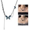 Edgy Blue Butterfly Layering Chain Necklace Artisanal Crafted Punk Accessory Daily Wear Special Occasions