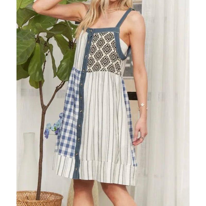 

Экспорт Однотонный Деним С Пэчворком Слинг Открытая Спина А-силуэт Большой Подол Платье Изысканный Принт Аура Ретро Стиль Flower color S