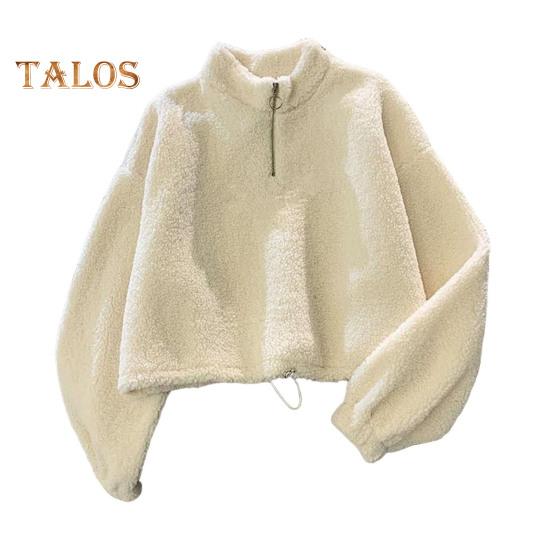 

Женская зимняя толстовка с затягивающимся подолом, полувысоким воротником, толстым флисом, на молнии, с защитой шеи, короткими рукавами, сохраняющими тепло 2XL абрикосовый