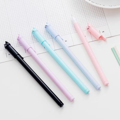 6Pcs/Set 0.5mm Gel Pen Lightweight Comfortable Hold Cats Shape Creative Writing Pen for School
