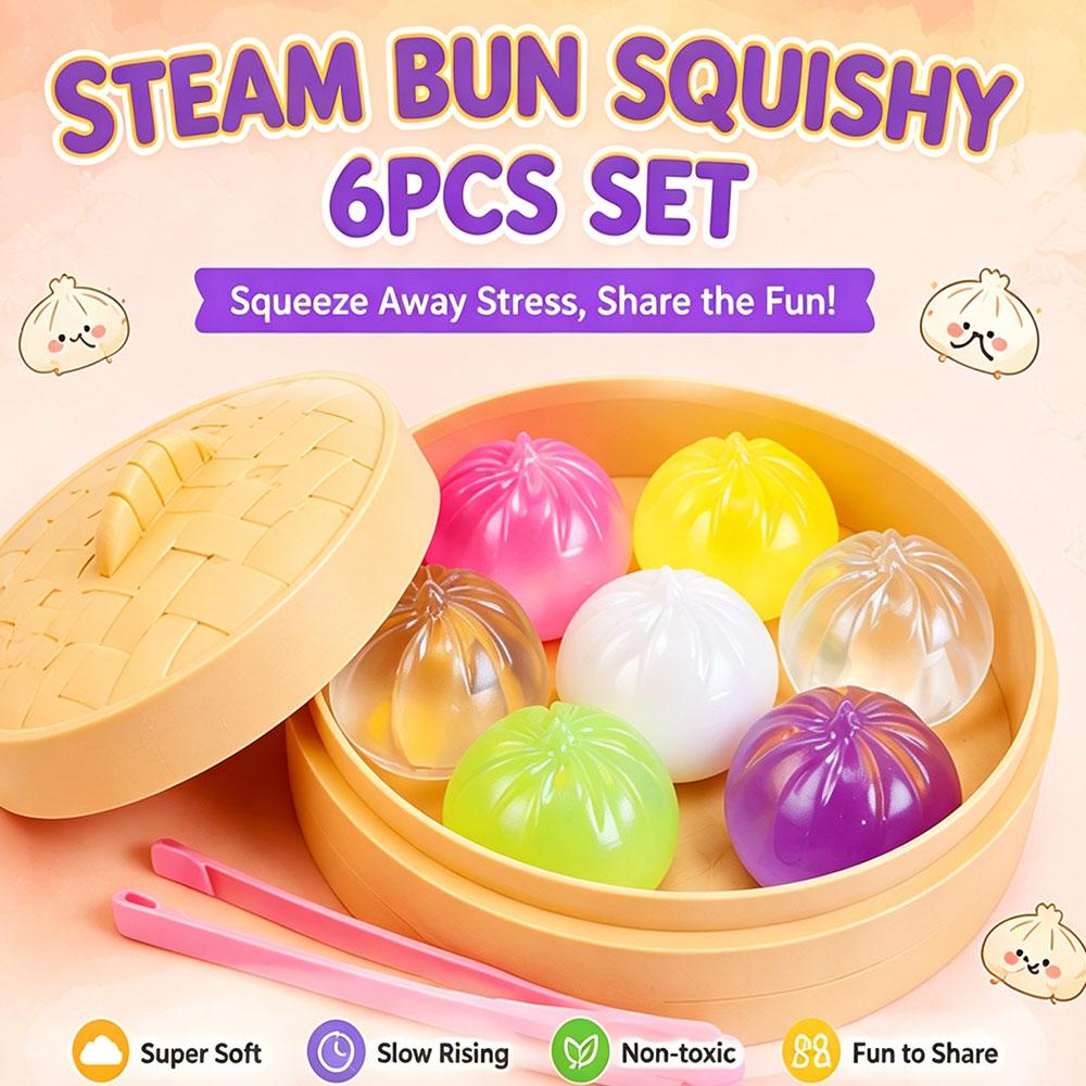 Kreativer Mini Bao Bun Squishy 6 Stück Glücksknödel Quetsch Fidget Sensorisch Anti-Stress-Linderung Partygeschenk Neuheit Scherzgeschenk