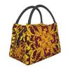 Gold Baroque Elegance Insulated Lunch Bag for Women Leakproof Geometric Patterns Cooler Thermal Lunch Box Beach Camping Travel