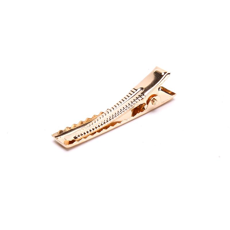 100Pcs Kc Gold Metal Alligator Hair Clips Pins Flat Top With Teeth For Diy Hairp