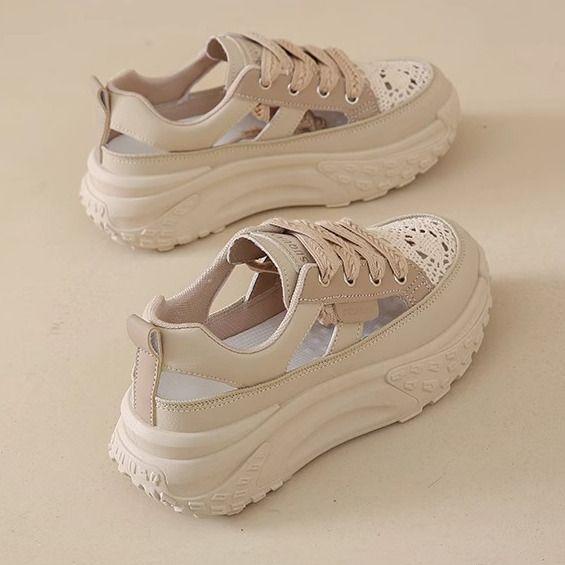 

Женская обувь новая летняя дышащая тонкая полая подошва-маффин толстая подошва легкие супермягкие спортивные сандалии 35 хаки