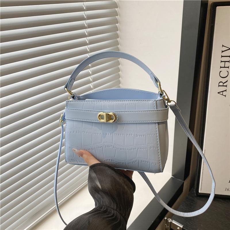 Solid Color Texture Crocodile Pattern Handbag Women's 2025 Summer New Casual Foreign Style One Shoulder Crossbody Small Square Bag