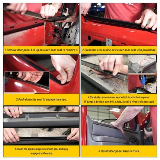 4PCS - For 1987 1997 F150 Ford F250 Door Window F350 Seal Belt Weatherstrip Kits