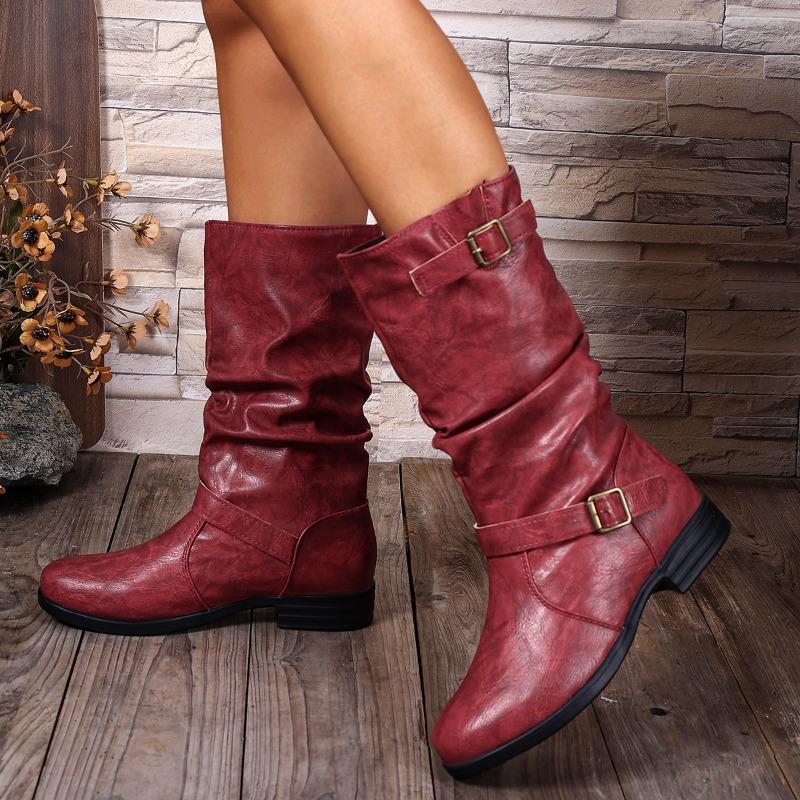 Retro Women Boots Autumn/Winter New Large Size Short Boots Thick Heel Knight Boots Leather Fashion Designer Shoes For Women
