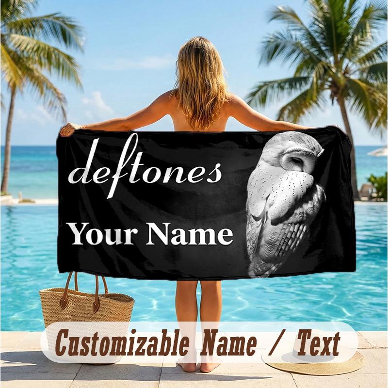 Custom Text Beach Towel, Soft Absorbent Swimming Multi-use TowelDeftones