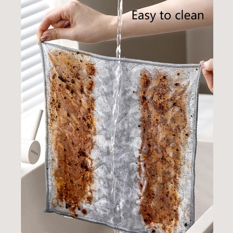 6PCS Kitchen Dish Cleaning Towel for Efficient Dish Washing Surfaces Wiping and Liquid Absorption Dish Cloth