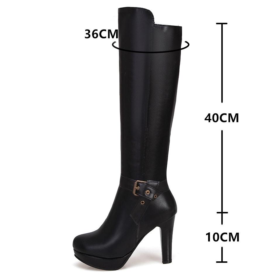 Kniehohe Stiefel mit hohen Absätzen Plateau Frau Herbst Winter Lange Stiefel Mujer Knöchelriemen Schnalle Aprikose Dünne Absätze Reißverschlussstiefel