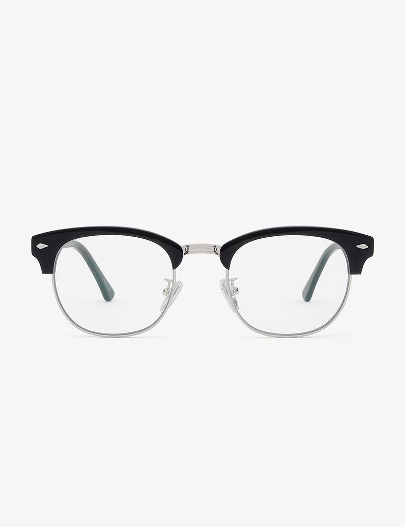 Leunehauwin June Black Silver Dr0602B Blue Light Blocking Glasses