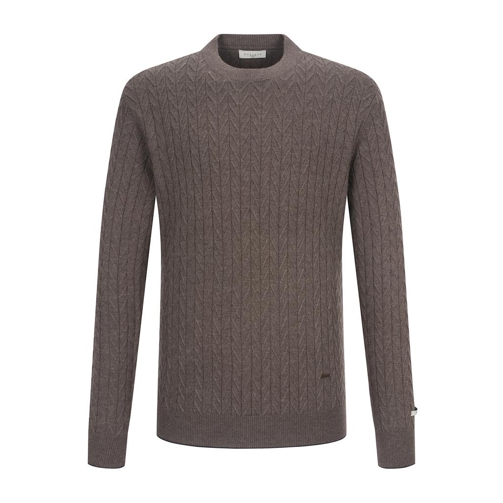 FERRAROMILANO Herringbone Round Sweater Brown (Am0Erd40657)
