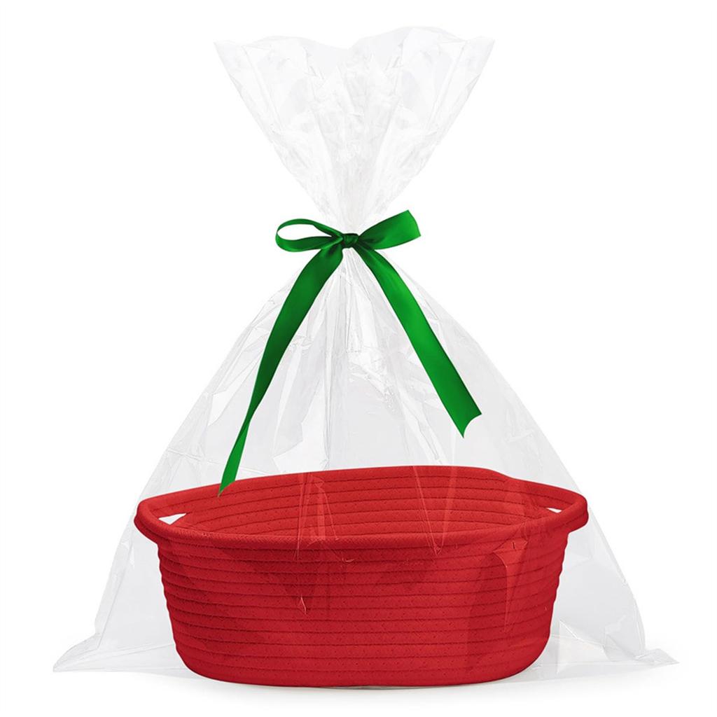 Spacious Woven Storage Basket With Durable Cotton Rope And Elegant Handle Woven Storage Holder For Home Organization