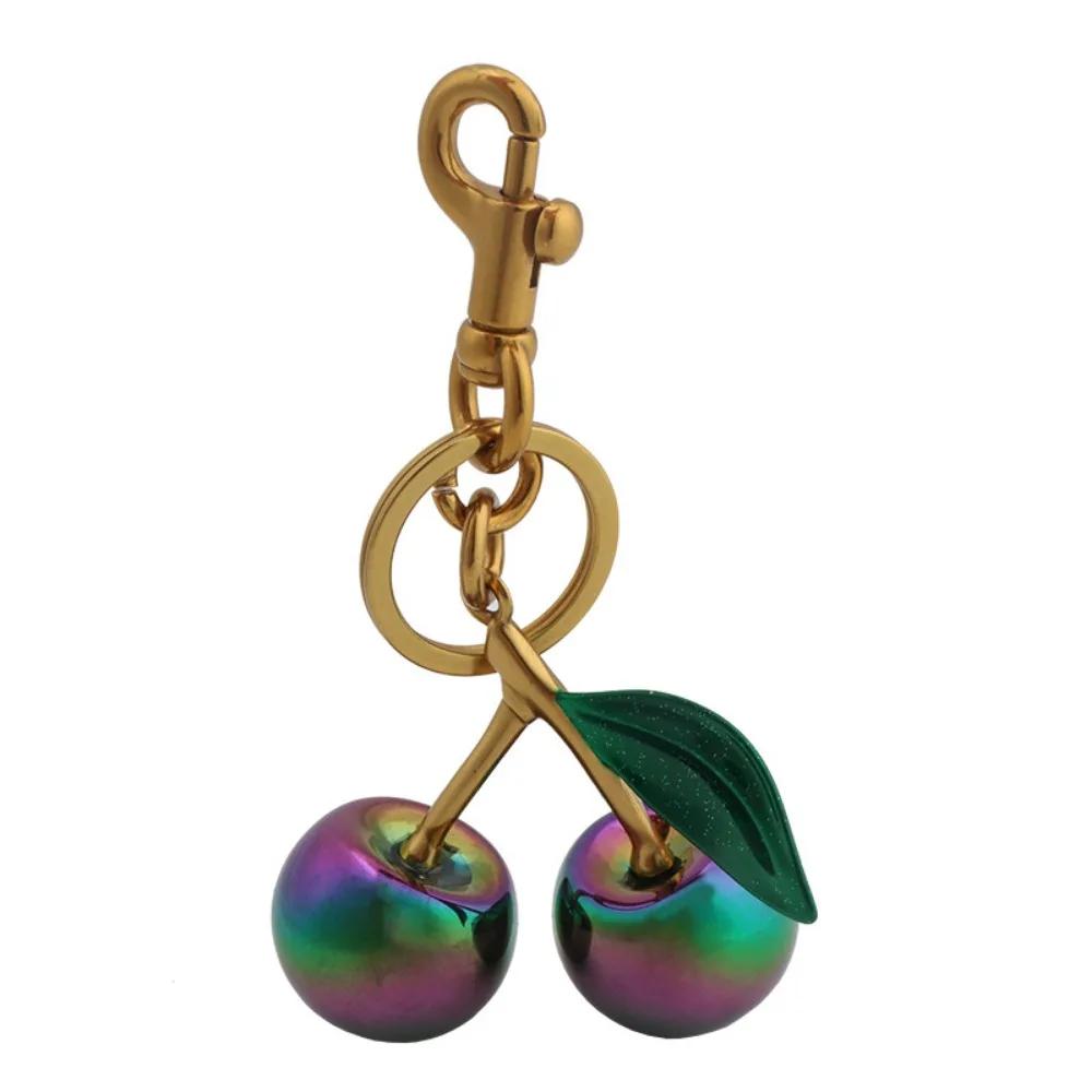 Gradient Color Cherry Pendant Summer Fruits Cherries Pendant Keyring for Coach Handbag Shoulder Bags Accessories Gift
