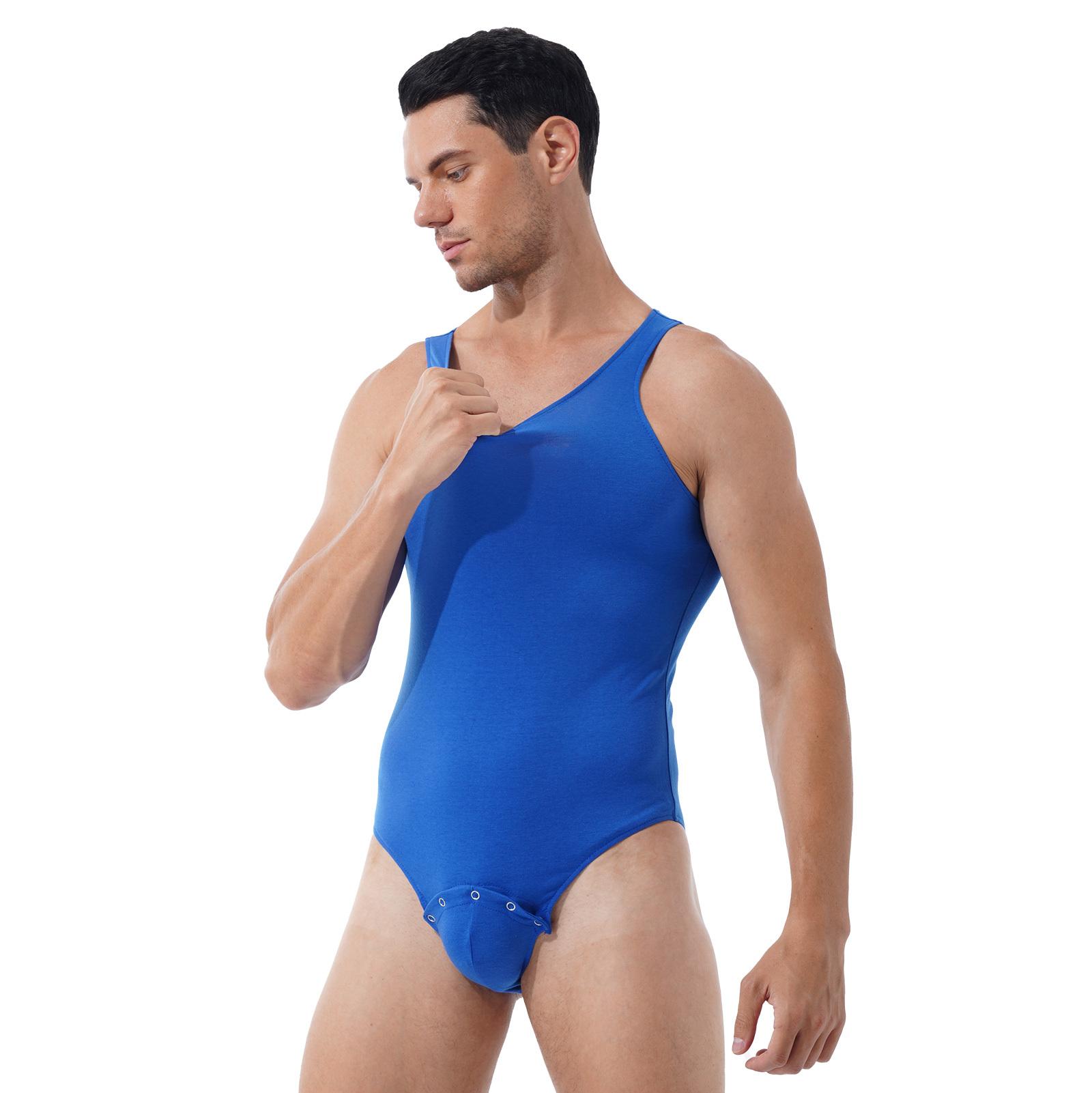 Doomiva Heren Bodysuit Ondergoed Stringbody Onderhemd Korte Mouwen Open Rug Sportbody Sportkleding Mannen Ronde Hals Tops T-Shirt, wit, L