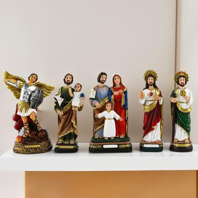 Christmas Jesus Figurine Hand Painting Virgin Mary Baby Jesus Religious Character Resin Statue Holy Family