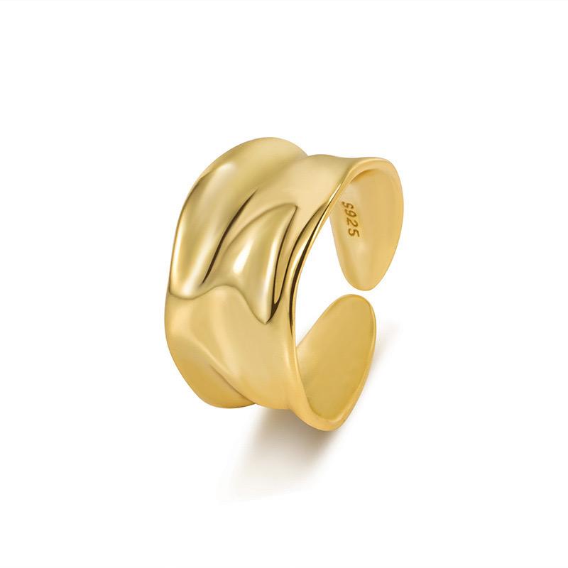 BF CLUB Silver Color Rings for Women Fashion Geometric Handmade Irregular Wide Gold Simple Ring Party Christmas Gift