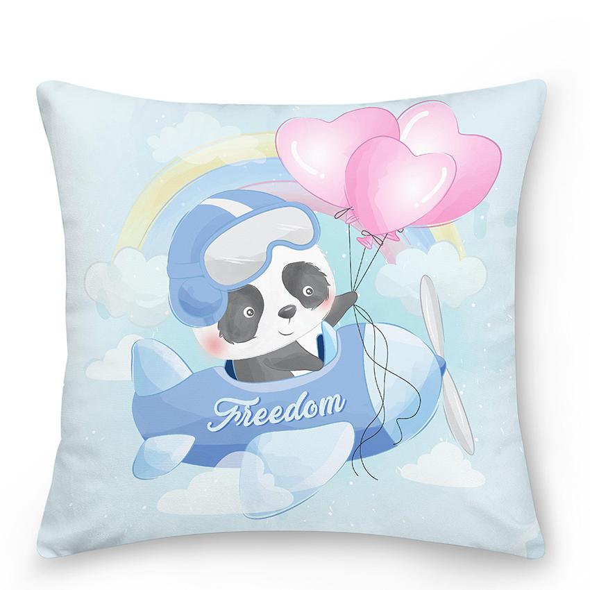 Bedroom Living Room Sofa Pillowcase Cute Panda Animal Print  Cartoon Cushion Cover Blue Home