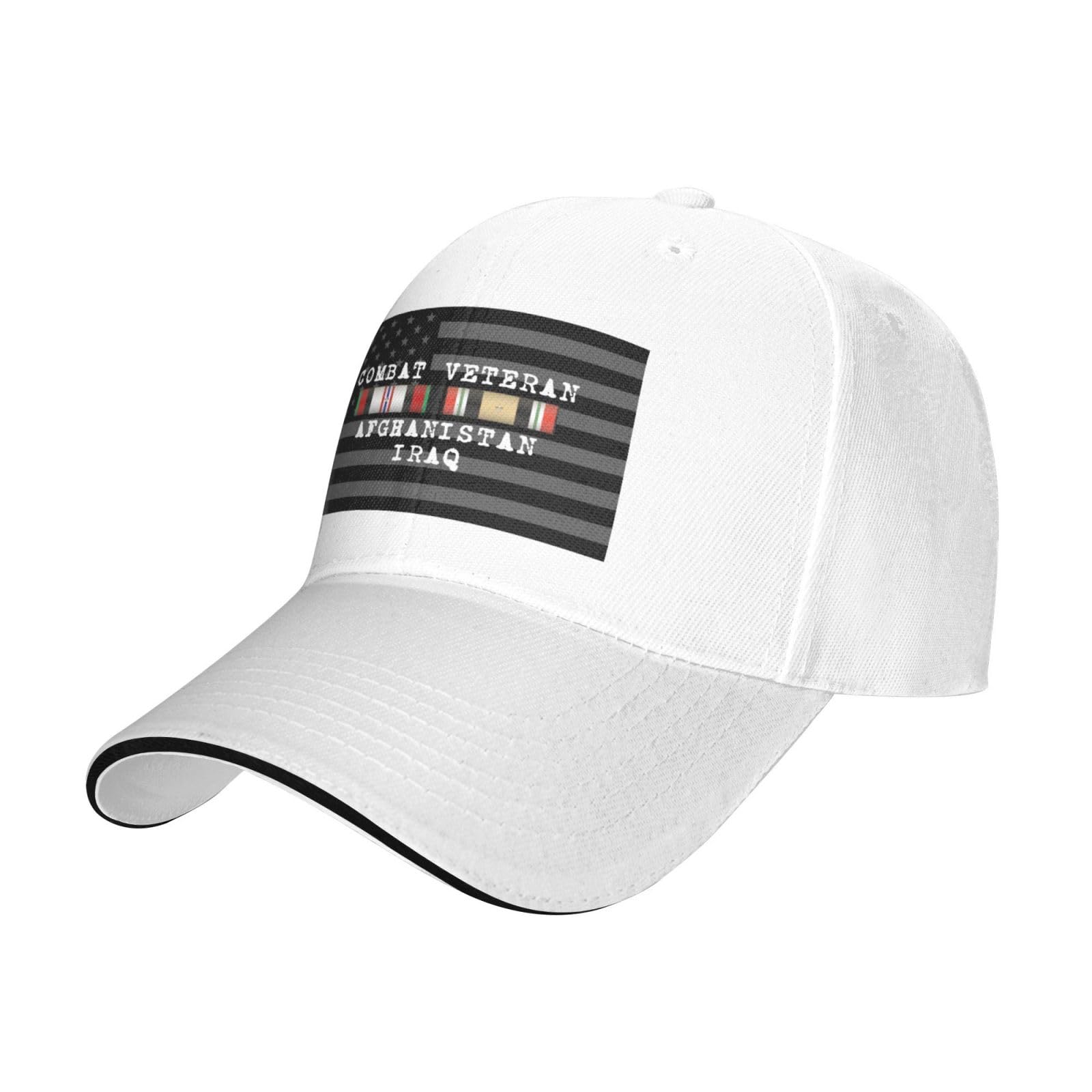 

Combat Veteran Afghanistan and Iraq Adjustable Baseball Cap Unisex Sandwich Dad Hat Golf Hat One Size білий
