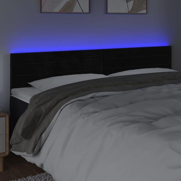 VidaXL Tête de Lit à LED Meuble de Chambre à Coucher Accessoire de Lit Double Tête de Cadre de Lit Intérieur Noir 3121808