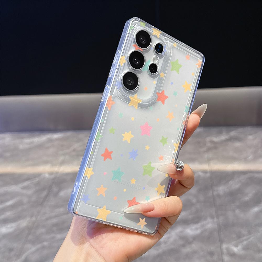 Colorful Pastel Stars Pattern Case for Samsung Galaxy S26 S25 S24 S23 S22 S21 S20 FE Plus Soft TPU Slim Fit Shockproof Cover