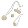 Elegant French Vintage Pearl Crushed Stone Jewelry Set Women Necklace Earrings Bracelet Ring In Sweet Pastel Tones