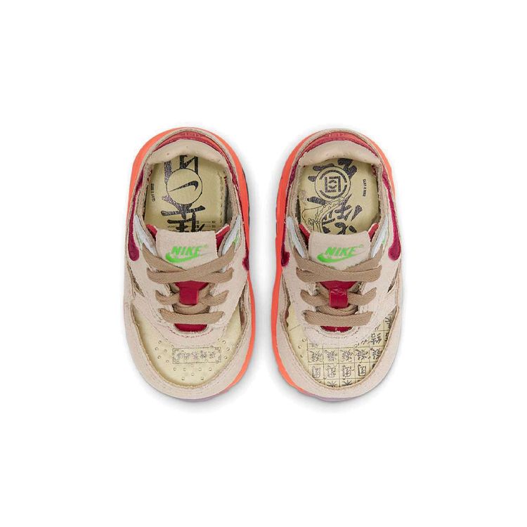CLOT x Nike Air Max 1 TD Kiss of Death 2021 Zapatillas de Bebé Marrón Claro Malla Rojo Oscuro DH2492-100