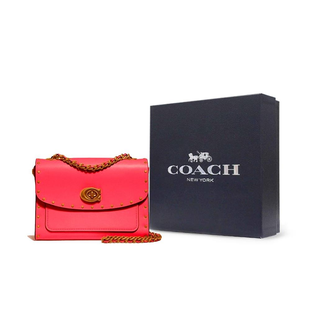 Coach Parker 18 Turnlock Leather Chain Shoulder Crossbody Bag Women Bags Cherry-Blossom-Pink 29389-B4OD