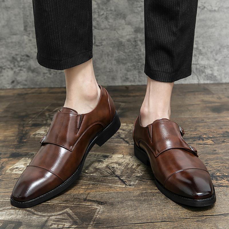 Large size men's shoes 2025 autumn casual shoes men's breathable British trend dress business square head leather shoes 48