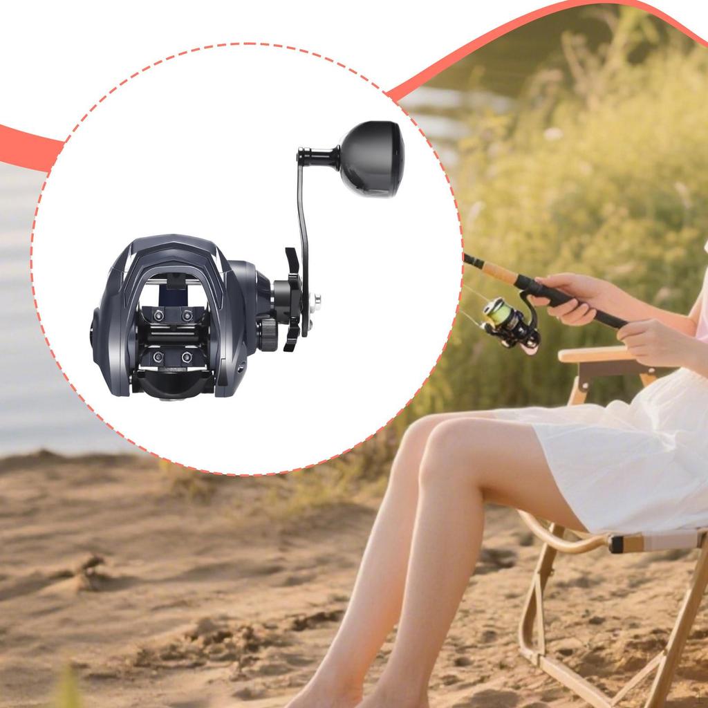 Reel, 6.4:1 Gear Ratio, 0-24 Spindle Adjustment, for Beginners, 3.9 X 4.7 Inches, 12-Level Drag,