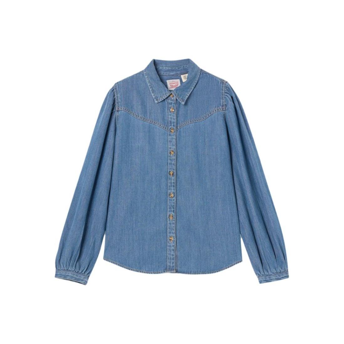 

Levis Повседневная Простая Однобортная Куртка из Денима с Воротником и Длинным Рукавом Женские куртки 003P4-0004 S